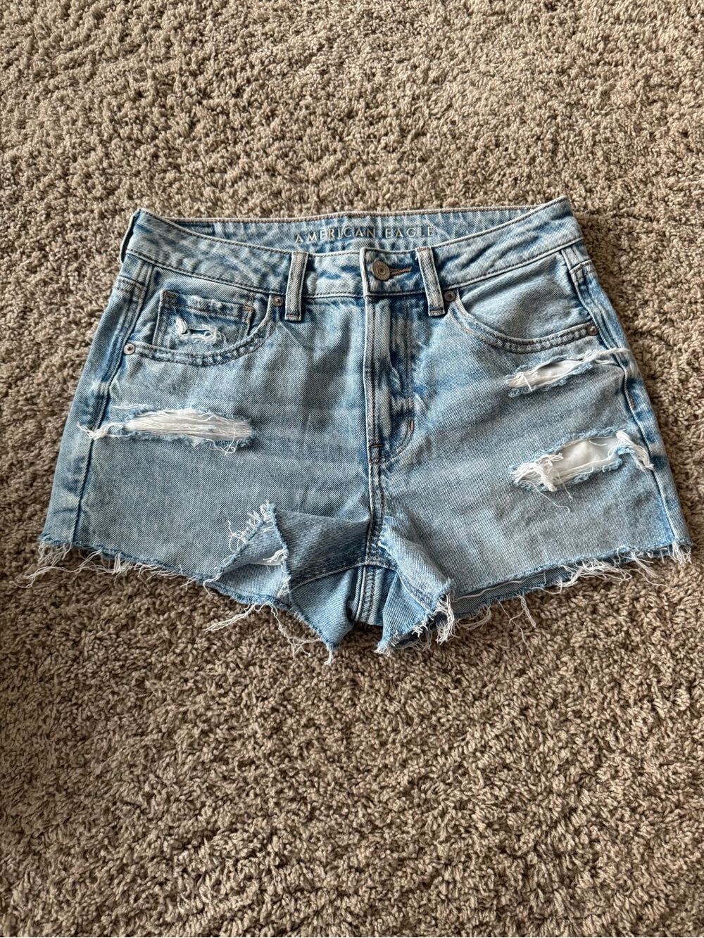 American Eagle Outfitters Light Wash Distressed Denim Shorts
